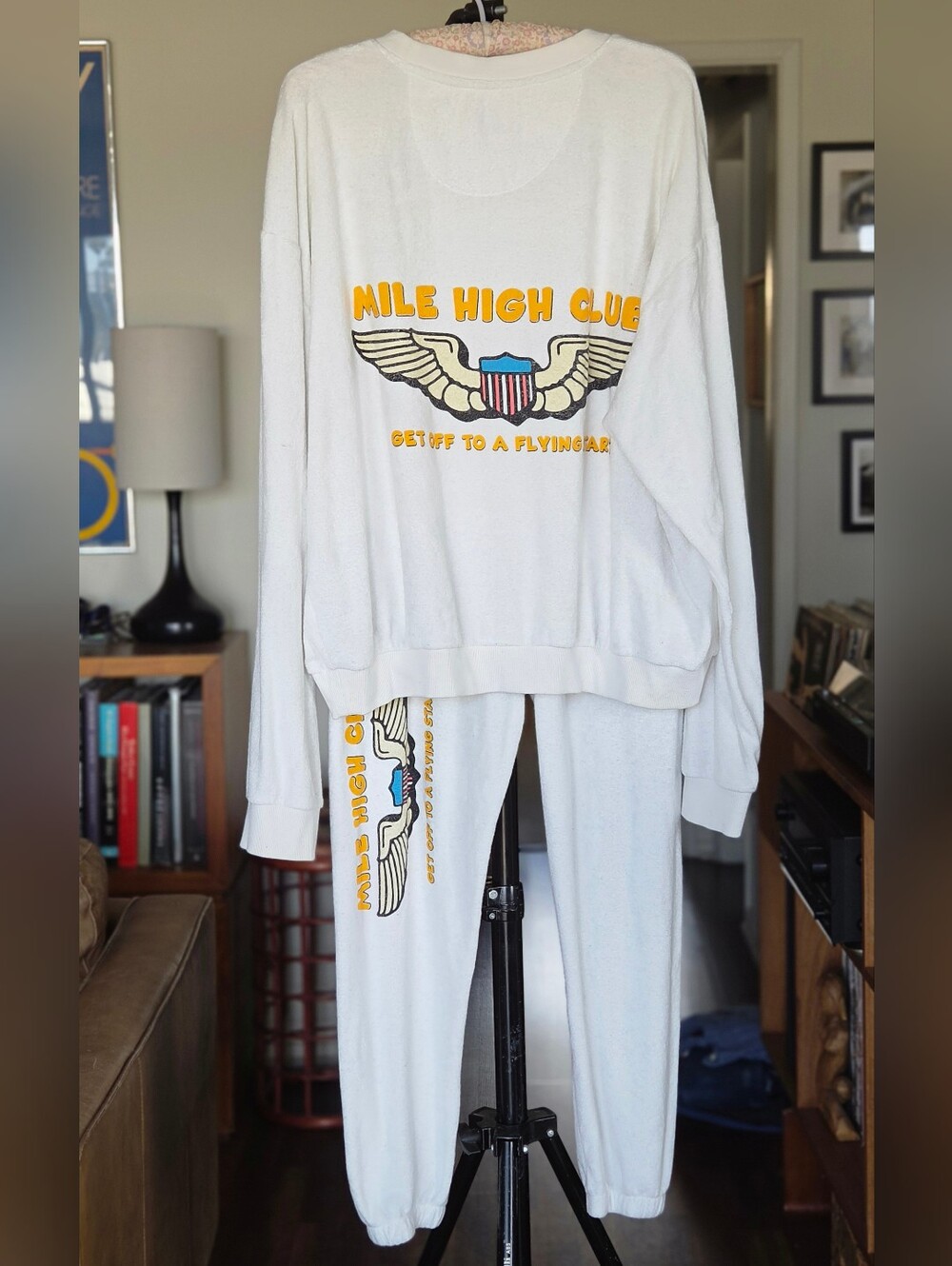 Boys Lie Mile High Club White Terry Cloth Sweat Set